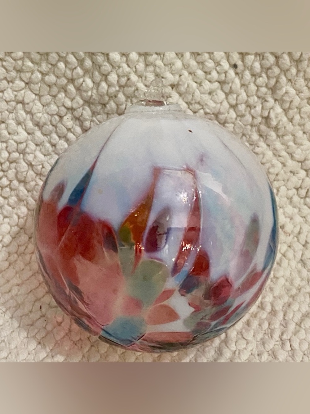 Vintage, Blown Round Multi-colored Glass Christmas Ornaments